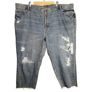 Old Navy Womens High Rise Slouchy Straight Crop Jean Plus Size 28/4X Button Fly